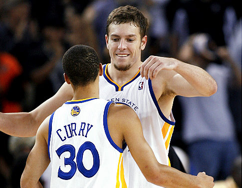 Golden State Warriors on The Golden State Warriors David Lee And Stephen Curry Celebrate Their
