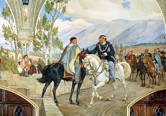  L'incontro tra Giuseppe Garibaldi (1807-82) e il Re Vittorio Emanuele II (1820-78) (1886) 
